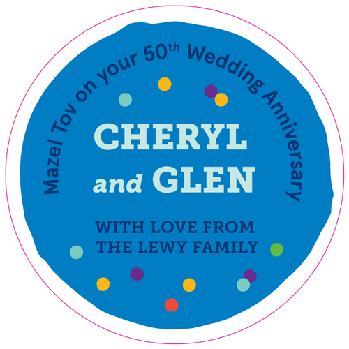 A colorful sticker celebrating Cheryl and Glen