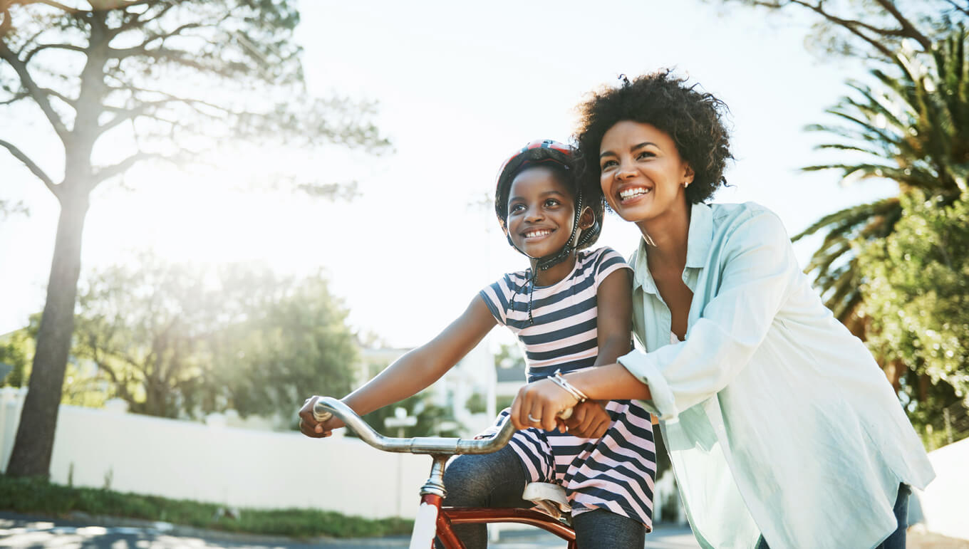 Adult and Child Bike Riding