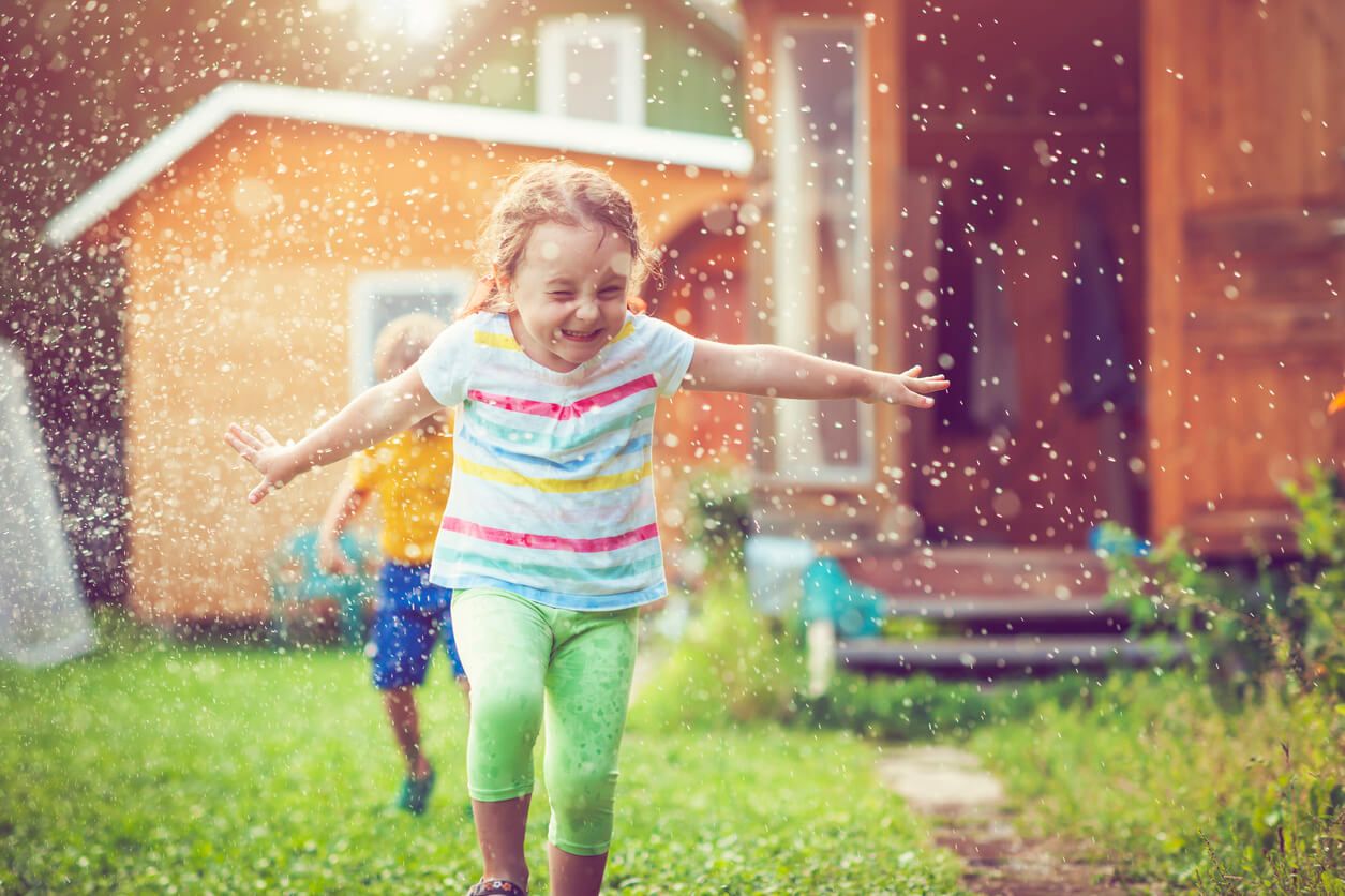 Girl Running Through Rain