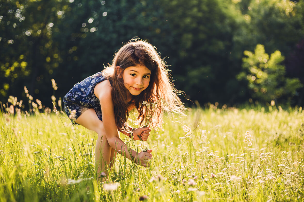 Girl Picking Flowers