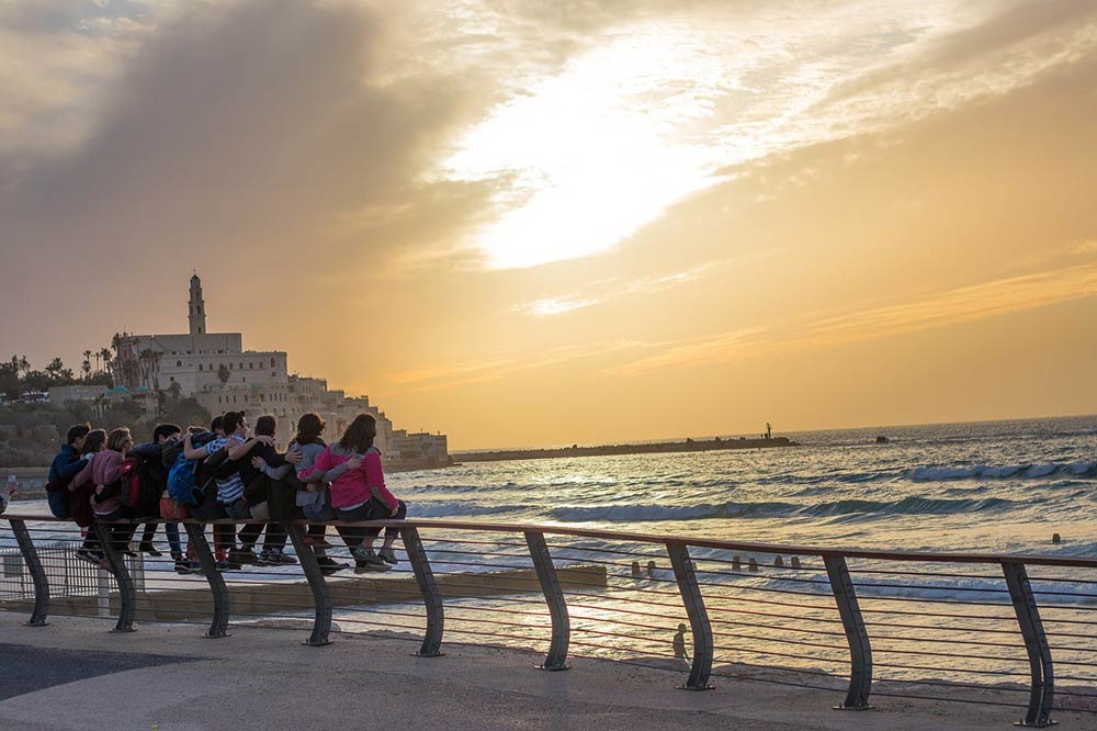 group looking at the sea